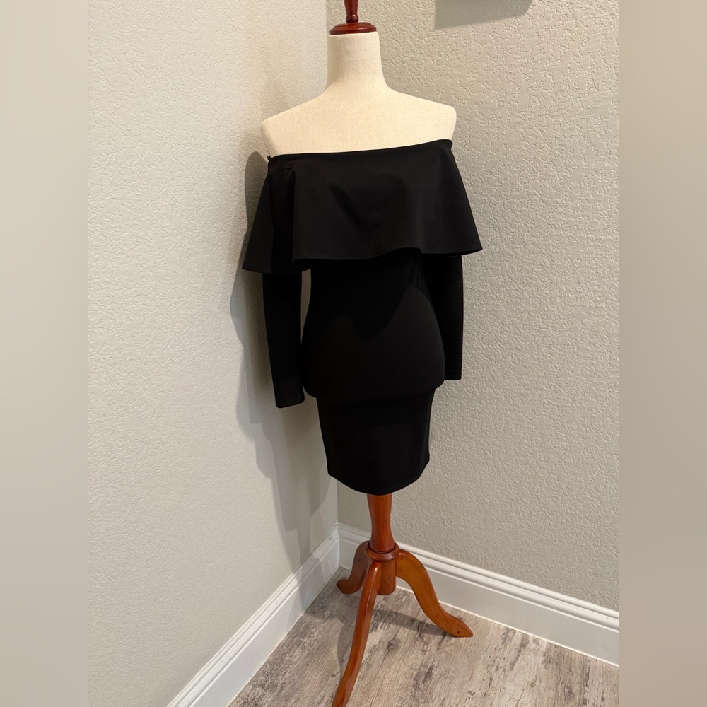 Astr Blue Off-Shoulder Long Sleeve Bodycon Dress